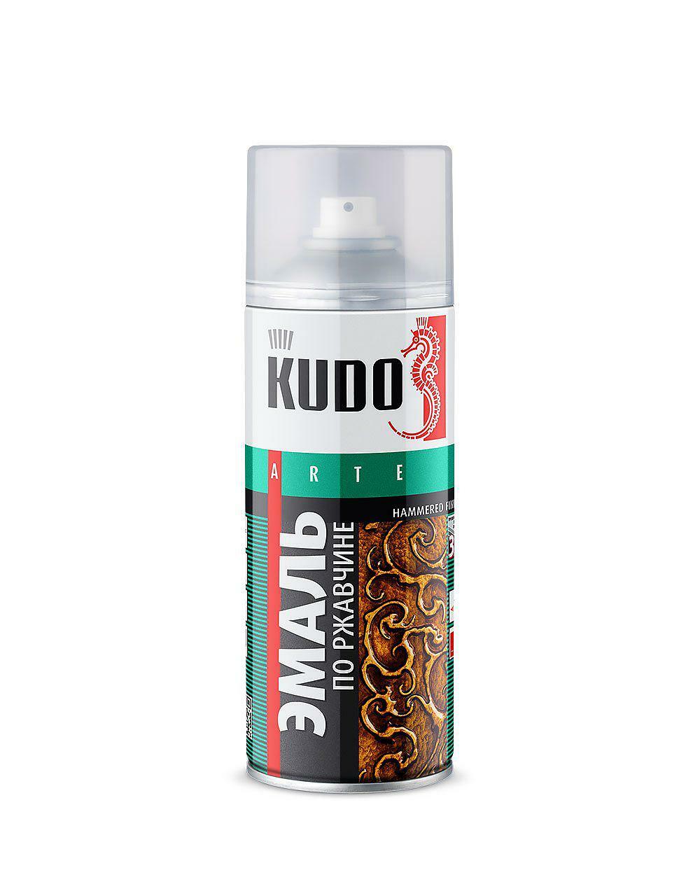 KUDO Эмаль молотковая по ржавчине серебристо-серо-коричневая (520мл)